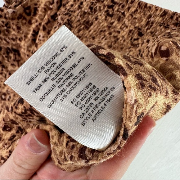 Aritzia Wilfred Penelope Leopard Print Tie Shoulder Smocked Back Camisole Tank - Picture 5 of 8